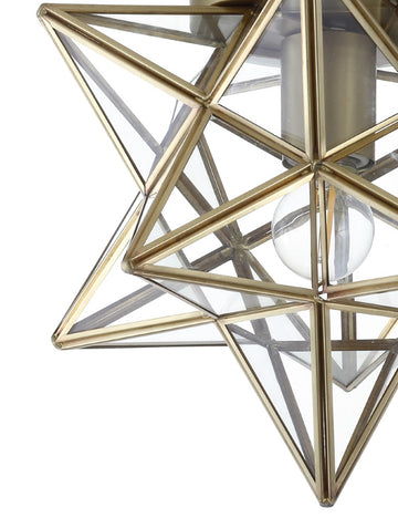 Stella 12" Moravian Star Metal/Clear Glass LED Flush Mount - JONATHAN Y